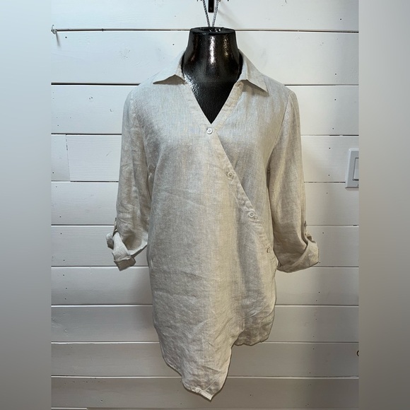 UCHUU MONTRÉAL – Asymmetrical Linen Shirt – Size 1 (Small) - Picture 5 of 11